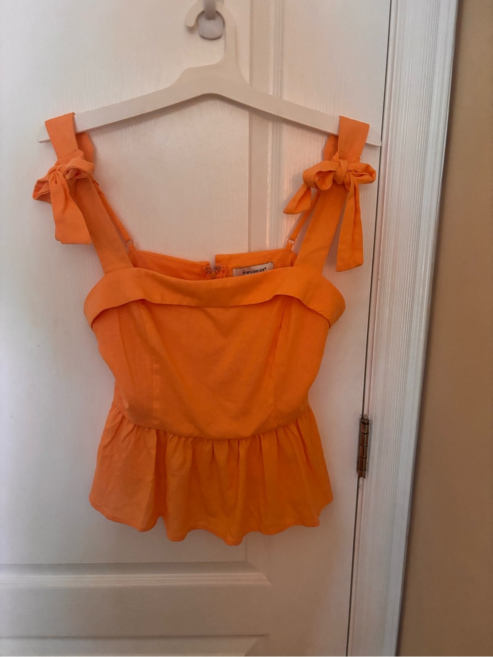 Francesca's Collections Orange Tie-Shoulder Peplum Camisole